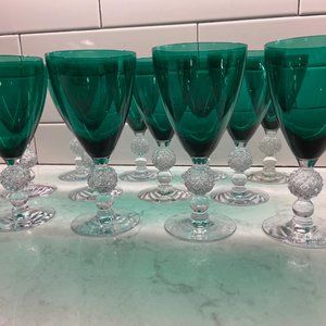 (12) Vintage Water GobletGolf Ball Venetian Green by MORGANTOWN, 1939-19…